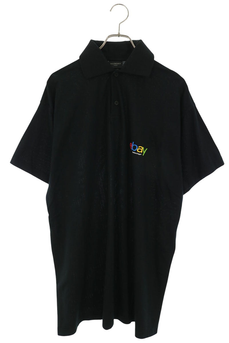 BALENCIAGA eBay Embroidered Polo Shirt Black Size XS