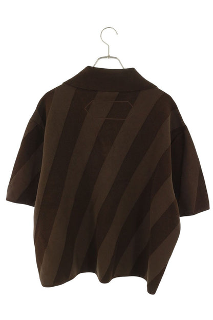 JACQUEMUS Brown Striped Short Sleeve Polo Shirt Size XL