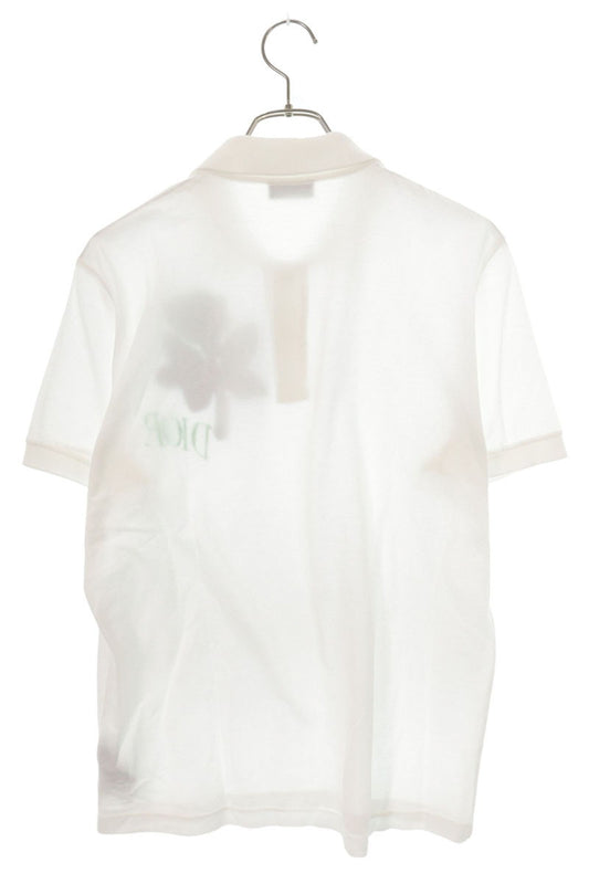 DIOR 20SS Flower Embroidered Cotton Polo Shirt White Size M