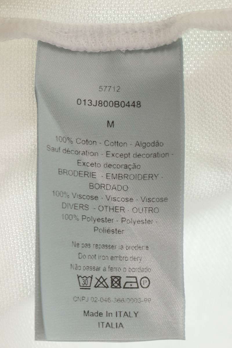 DIOR 20SS Flower Embroidered Cotton Polo Shirt White Size M