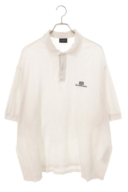 BALENCIAGA Logo Embroidered Oversized Shirt White Polo Size 1