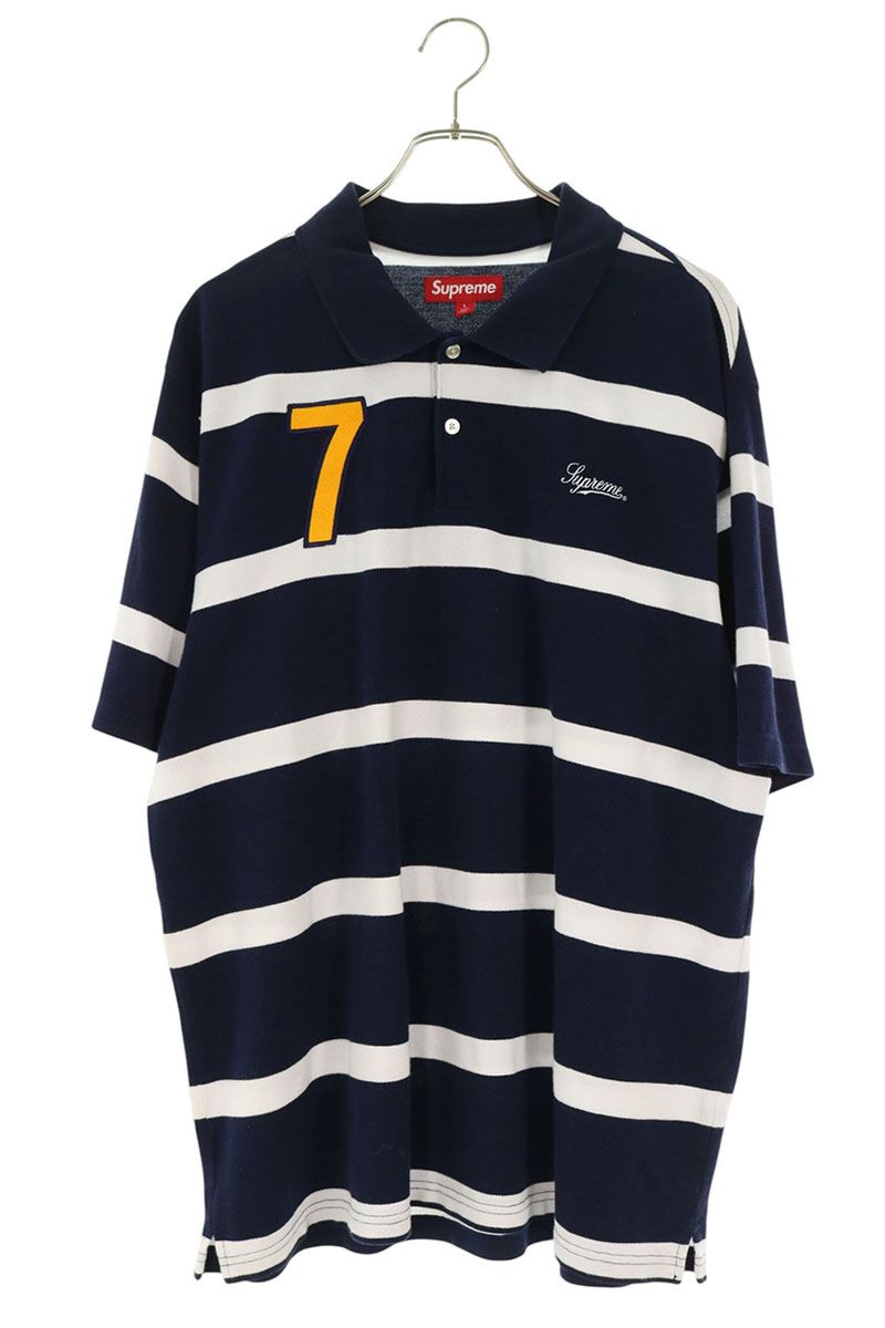 SUPREME 25SS Cursive Polo Script Logo Polo Navy/White Size L