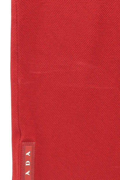 PRADA Hem Logo Cotton Short Sleeve Polo Red Size S