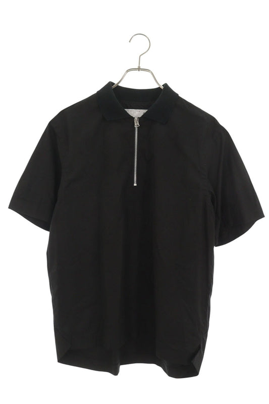 Sacai Half-Zip S/S Cotton Polo Shirt Black Size 1