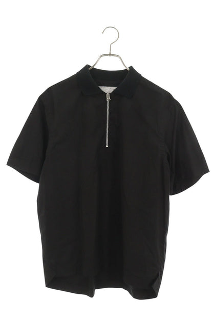 Sacai Half-Zip S/S Cotton Polo Shirt Black Size 1