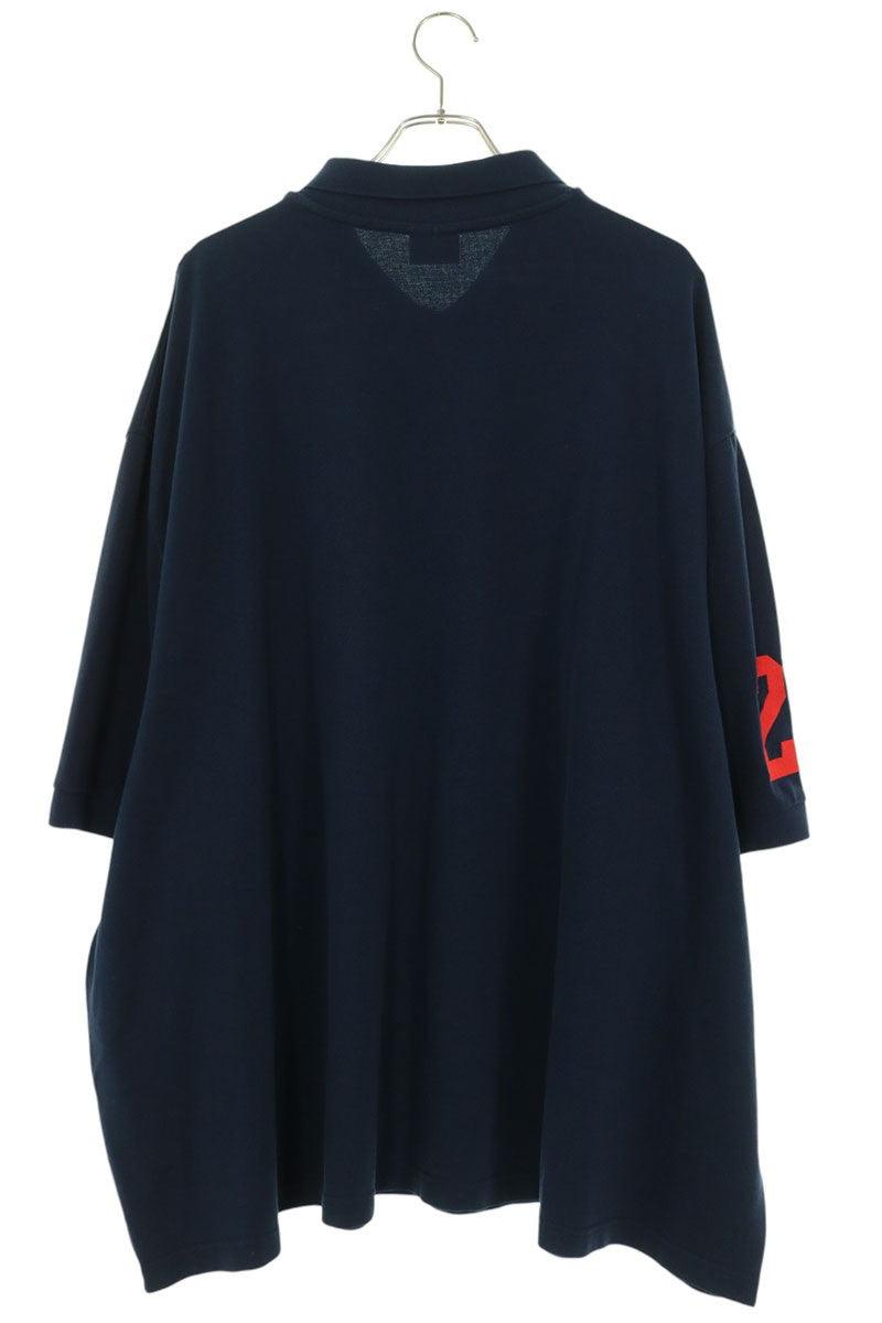 BALENCIAGA Damaged Horse Oversized S/S Shirt Navy Polo Size 4