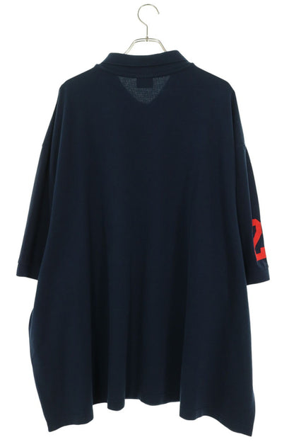 BALENCIAGA Damaged Horse Oversized S/S Shirt Navy Polo Size 4