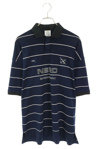 VETEMENTS 26SS NERD FOOTBALL Striped Polo Navy Size XS