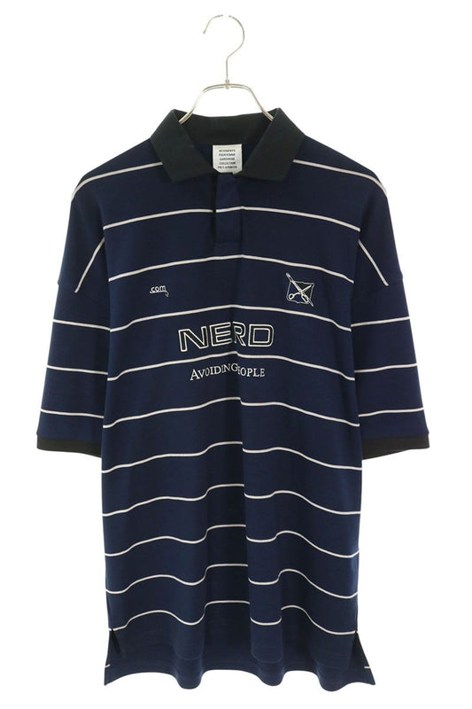 VETEMENTS 26SS NERD FOOTBALL Striped Polo Navy Size XS