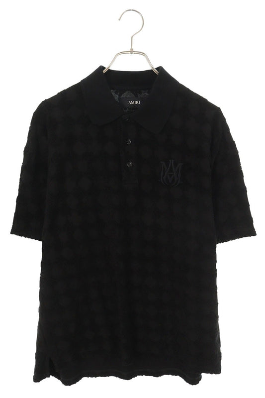 AMIRI Black MA Logo Jacquard Short Sleeve Polo Size M