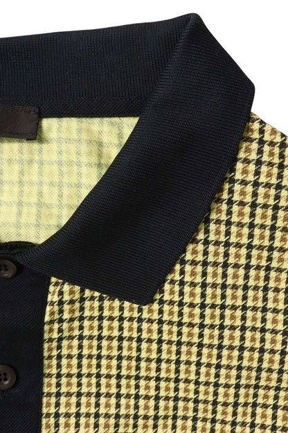 PRADA Houndstooth Short Sleeve Polo Yellow Size XXL