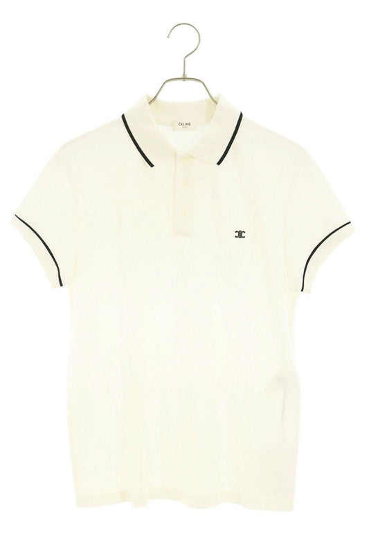 CELINE Triomphe Embroidered Short Sleeve Polo Multi Size XS