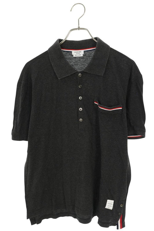 THOM BROWNE Pique Pocket Short Sleeve Polo Gray Size 4