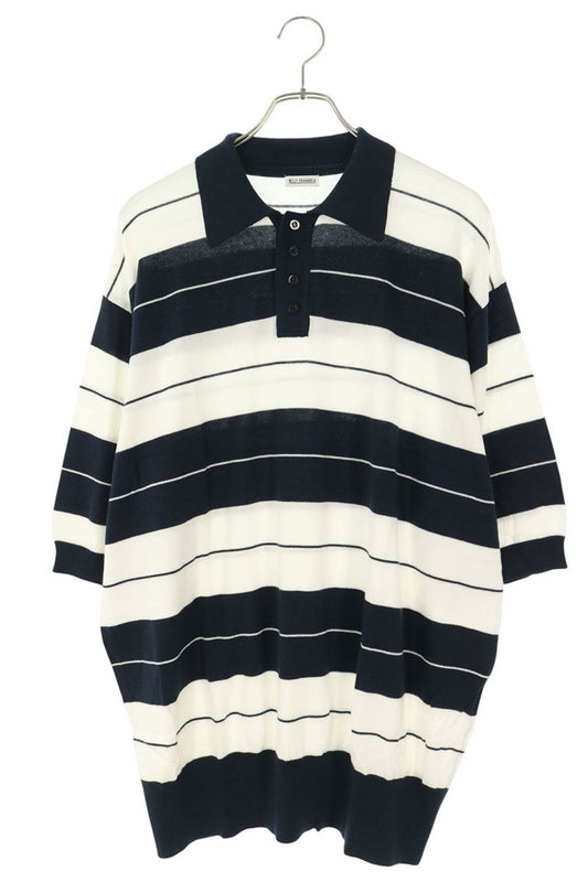 WILLY CHAVARRIA SS Stripe Polo Shirt Navy/White Size L
