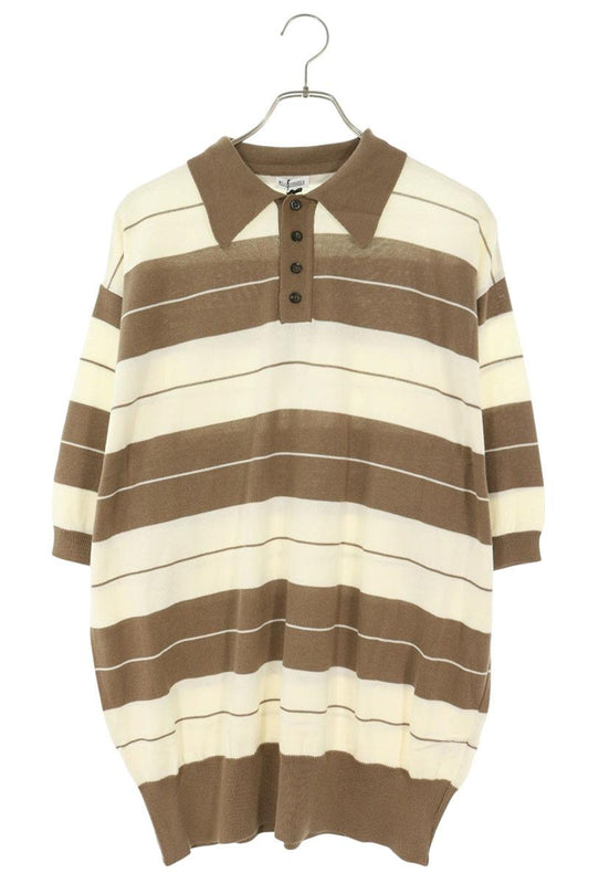 WILLY CHAVARRIA Oversize Sweater Polo Brown/White Size L