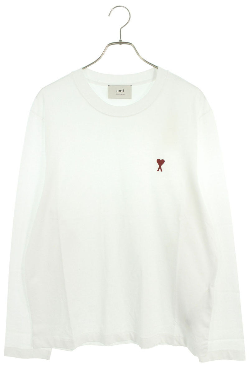 AMI Embroidered Long Sleeve T-Shirt White x Red Size XL