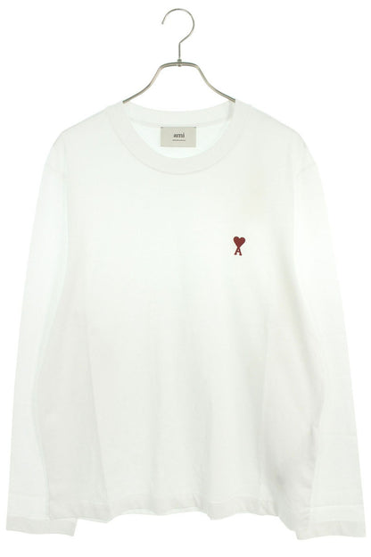 AMI Embroidered Long Sleeve T-Shirt White x Red Size XL