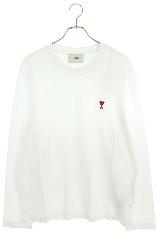 AMI Embroidered Long Sleeve T-Shirt White x Red Size XL