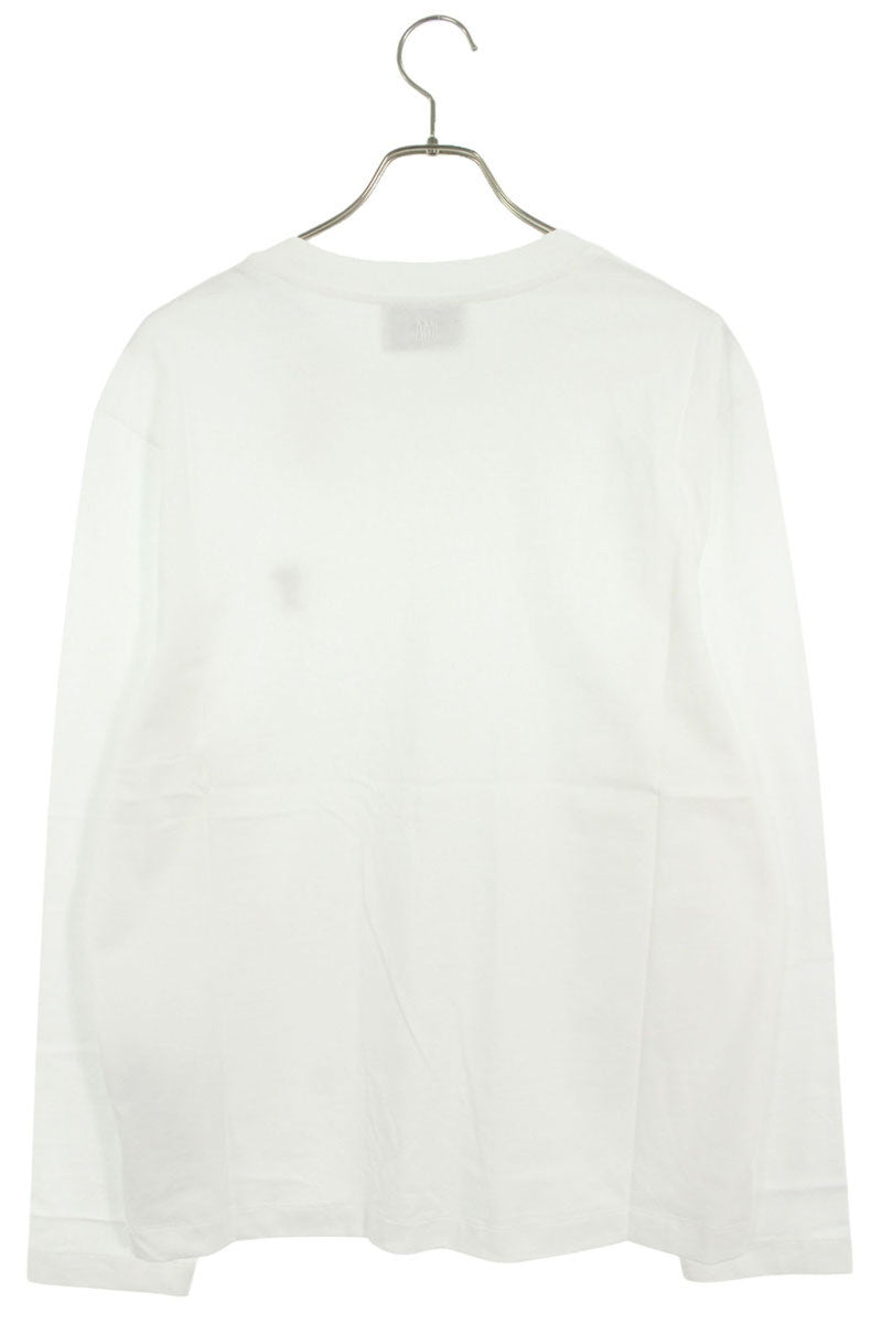 AMI Embroidered Long Sleeve T-Shirt White x Red Size XL