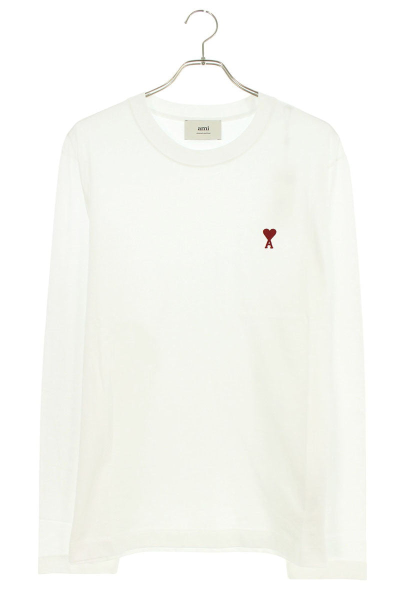 AMI Embroidered Long Sleeve T-Shirt White x Red Size XL