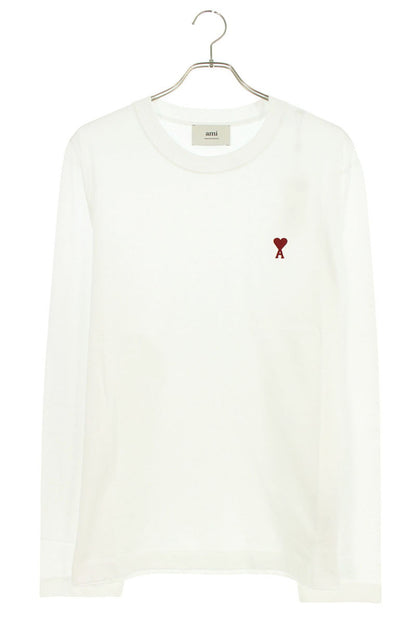 AMI Embroidered Long Sleeve T-Shirt White x Red Size XL