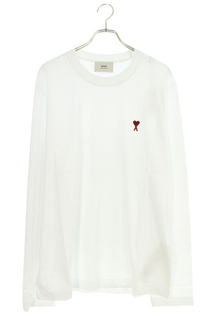 AMI Embroidered Long Sleeve T-Shirt White x Red Size XXL
