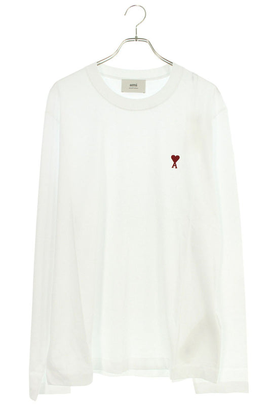 AMI Embroidered Long Sleeve T-Shirt White x Red Size XXL