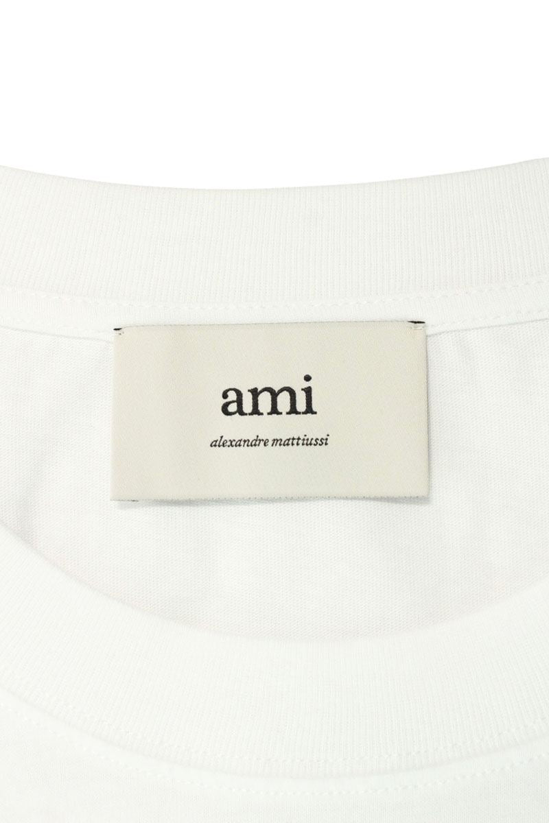 AMI Embroidered Long Sleeve T-Shirt White x Red Size XXL
