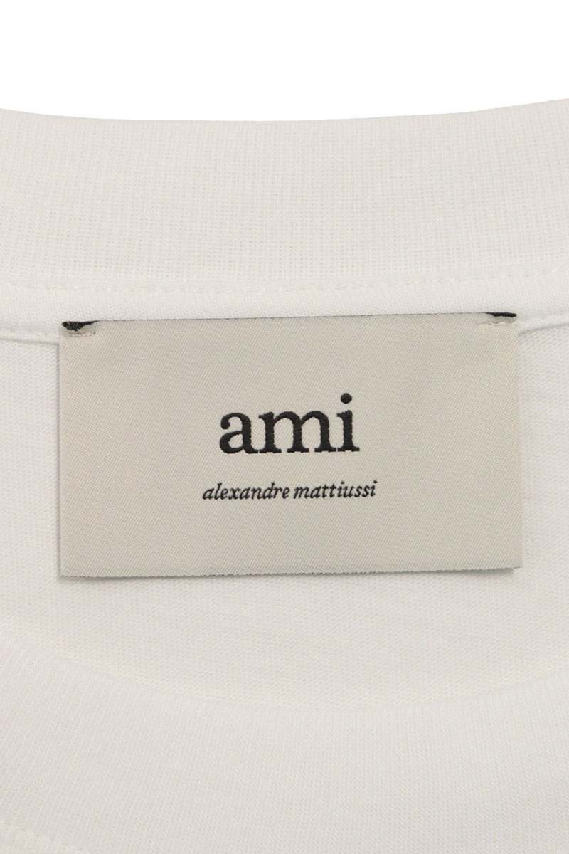 AMI Embroidered Long Sleeve T-Shirt White x Red Size XL