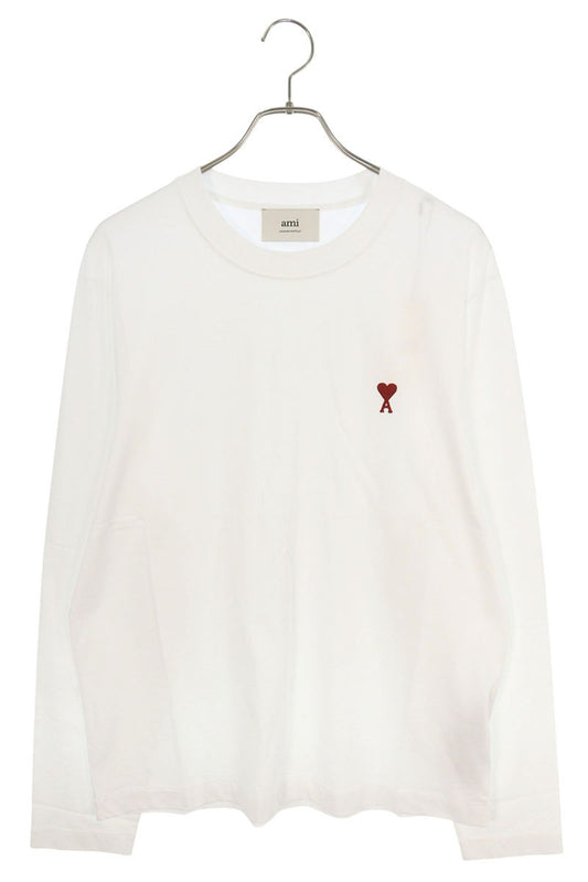 AMI Embroidered Long Sleeve T-Shirt White x Red Size XXL