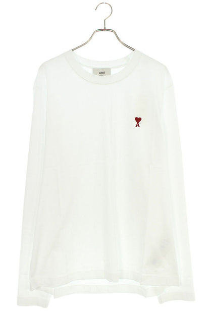 AMI Embroidered Long Sleeve T-Shirt White x Red Size XXL