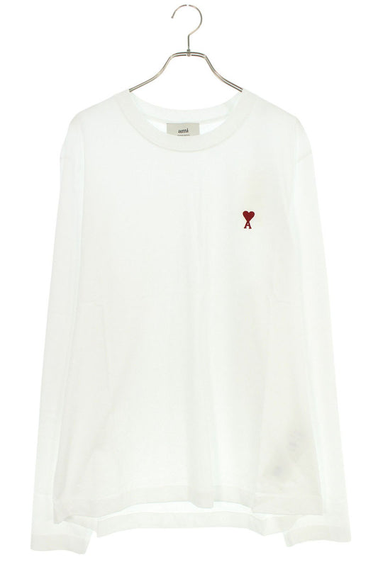 AMI Embroidered Long Sleeve T-Shirt White x Red Size XXL