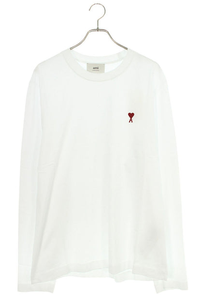 AMI Embroidered Long Sleeve T-Shirt White x Red Size XL