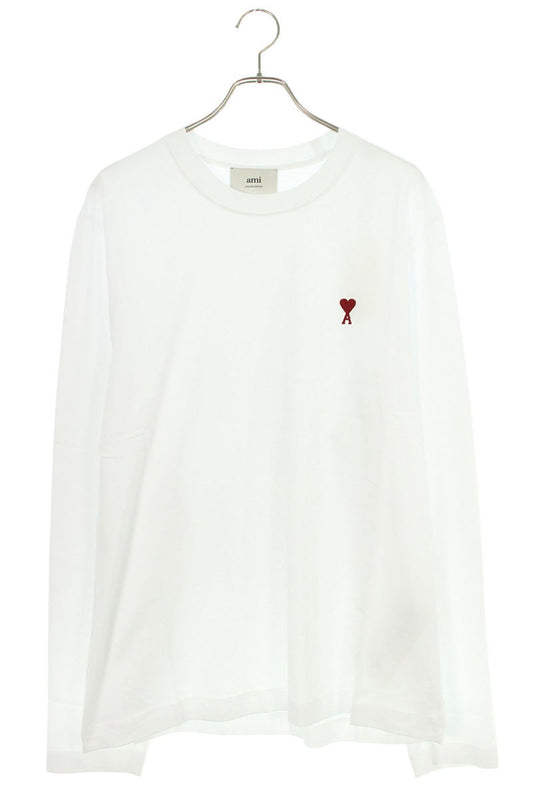 AMI Embroidered Long Sleeve T-Shirt White x Red Size XL