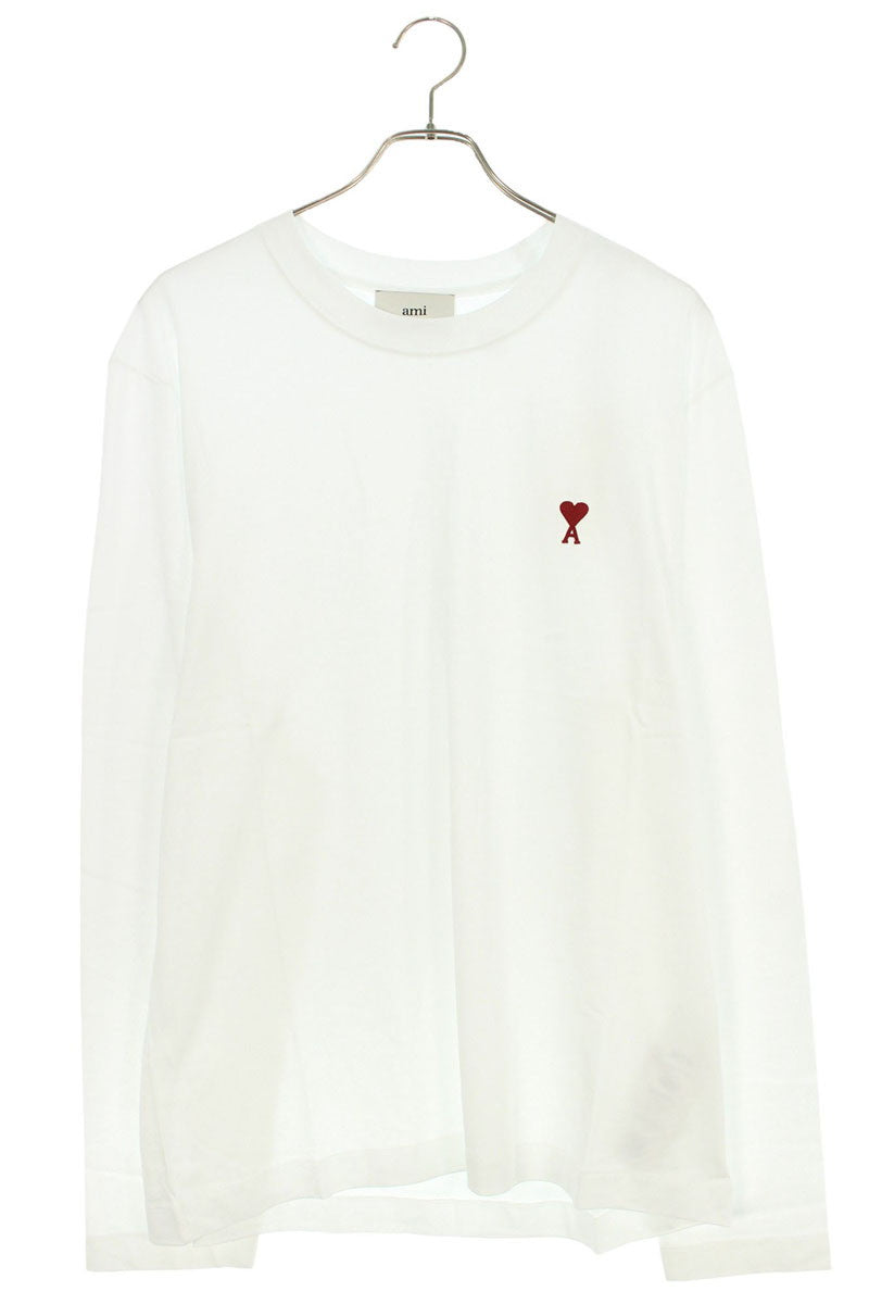 AMI Embroidered Long Sleeve T-Shirt White x Red Size XL