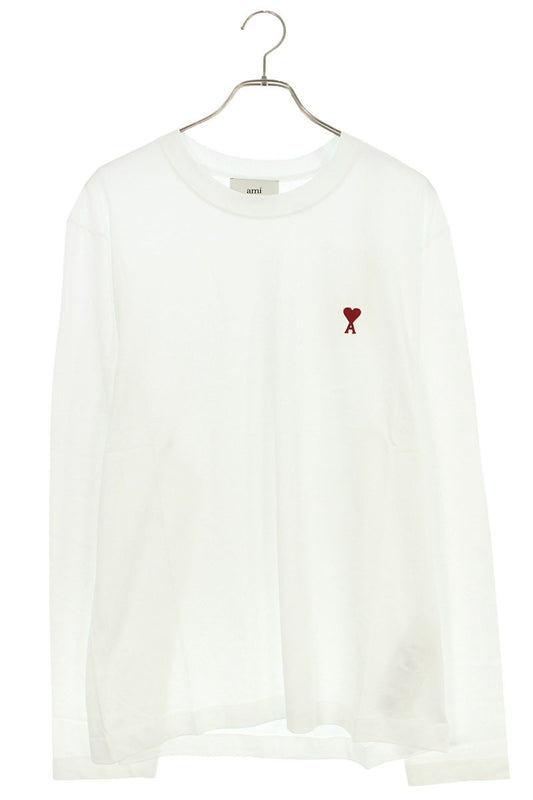 AMI Embroidered Long Sleeve T-Shirt White x Red Size XL