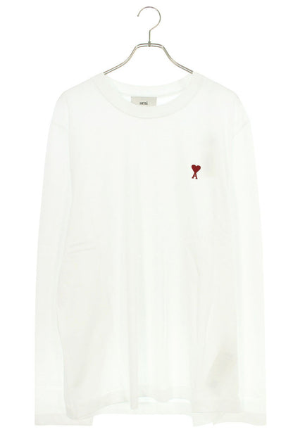 AMI Embroidered Long Sleeve T-Shirt White x Red Size XXL