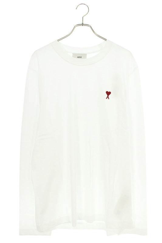 AMI Embroidered Long Sleeve T-Shirt White x Red Size XXL