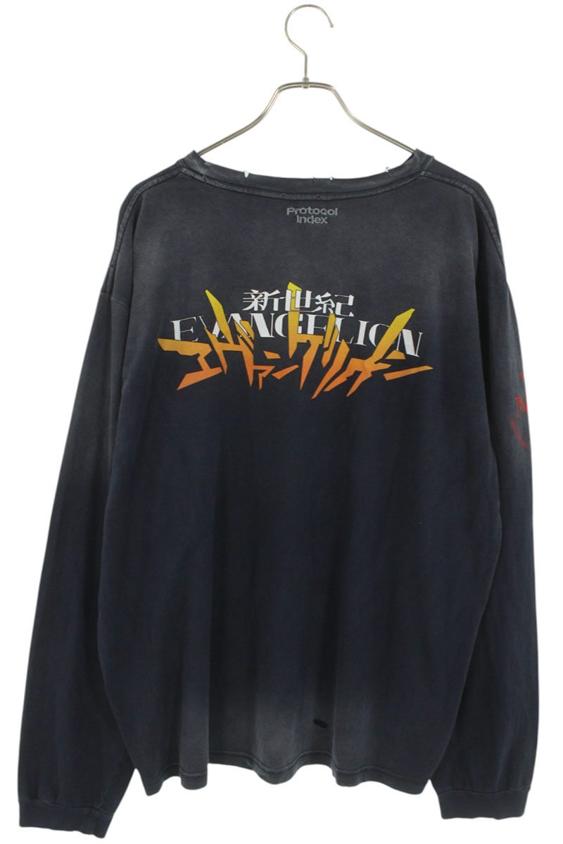Protocol Index 25AW Print Vintage Long Sleeve T-Shirt Blue Size 1