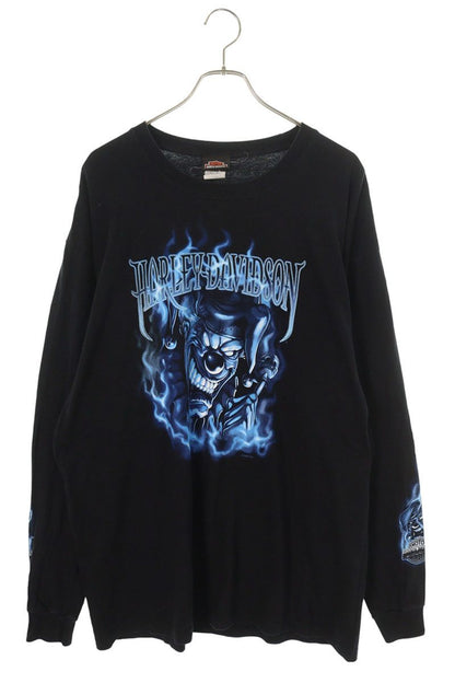 VINTAGE Harley-Davidson Blue Flame Joker Long Sleeve Top Size XL