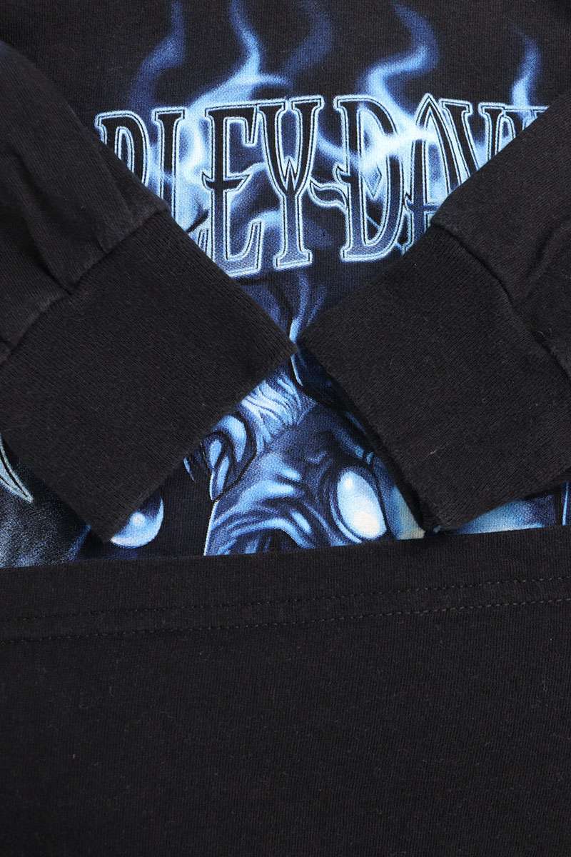 VINTAGE Harley-Davidson Blue Flame Joker Long Sleeve Top Size XL