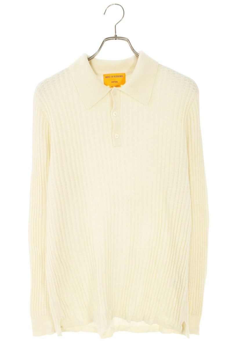 Guest in Residence Cashmere Polo Long Sleeve Top White Size L