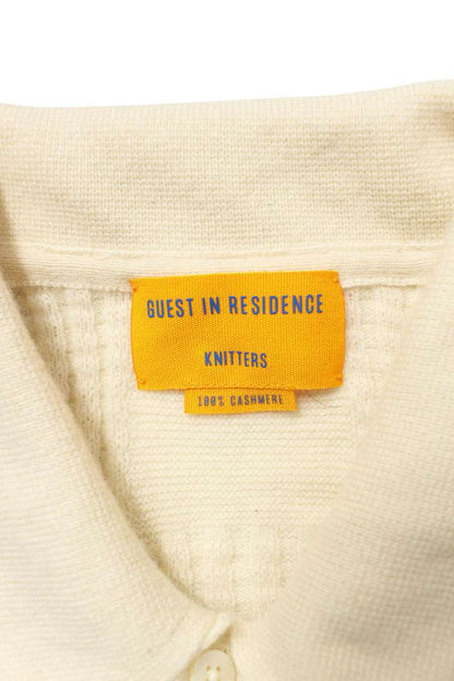 Guest in Residence Cashmere Polo Long Sleeve Top White Size L