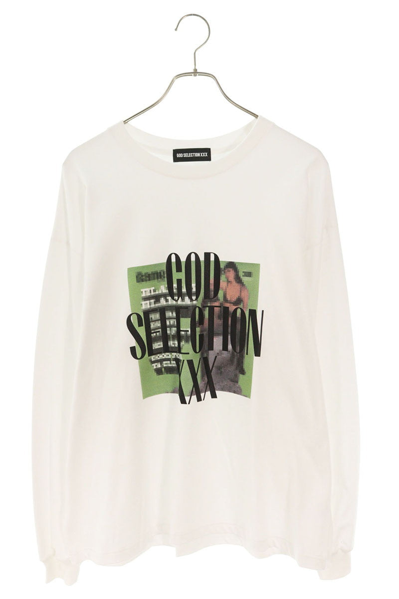 GOD SELECTION XXX Graphic Logo Print Long Sleeve Top White Size L