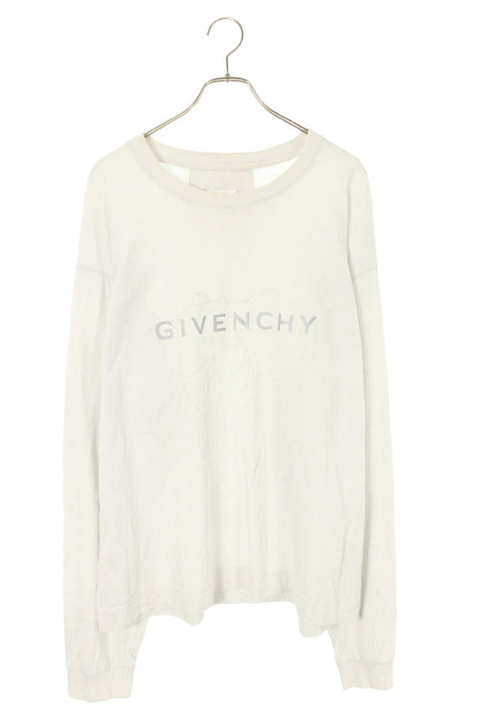 GIVENCHY Logo Print Cotton Long Sleeve Top White Size XL