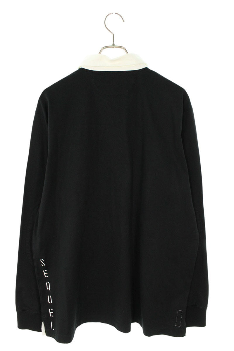 SEQUEL Logo Print Cotton Polo Long Sleeve Top Multi Size L