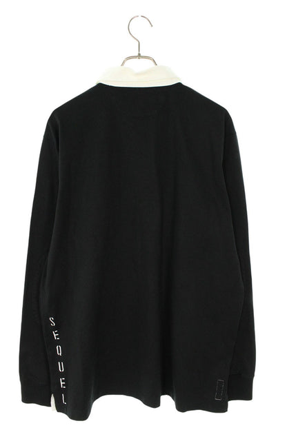SEQUEL Logo Print Cotton Polo Long Sleeve Top Multi Size L