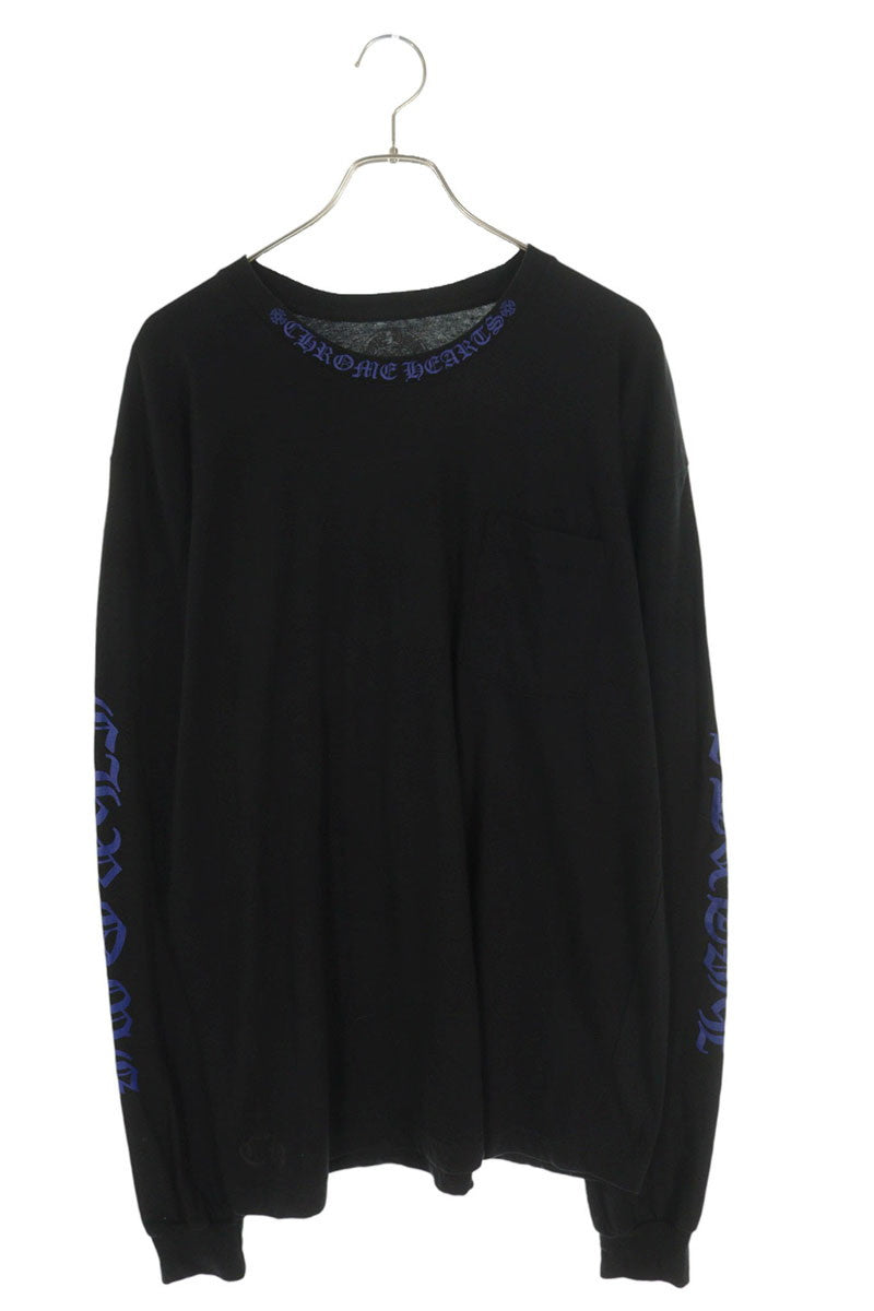 Chrome Hearts Neck Logo Print Long Sleeve Tee Black/Blue Size XL