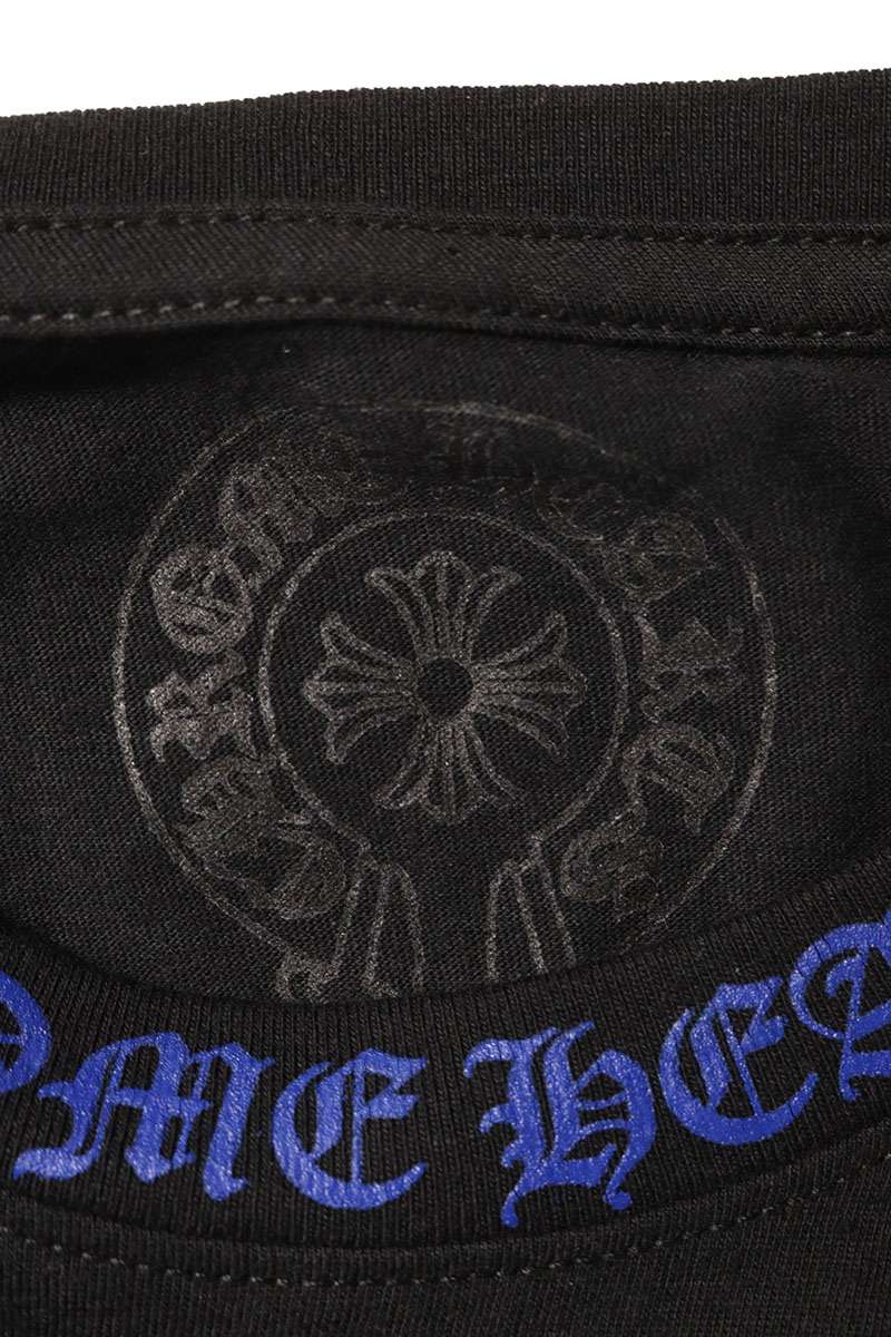 Chrome Hearts Neck Logo Print Long Sleeve Tee Black/Blue Size XL