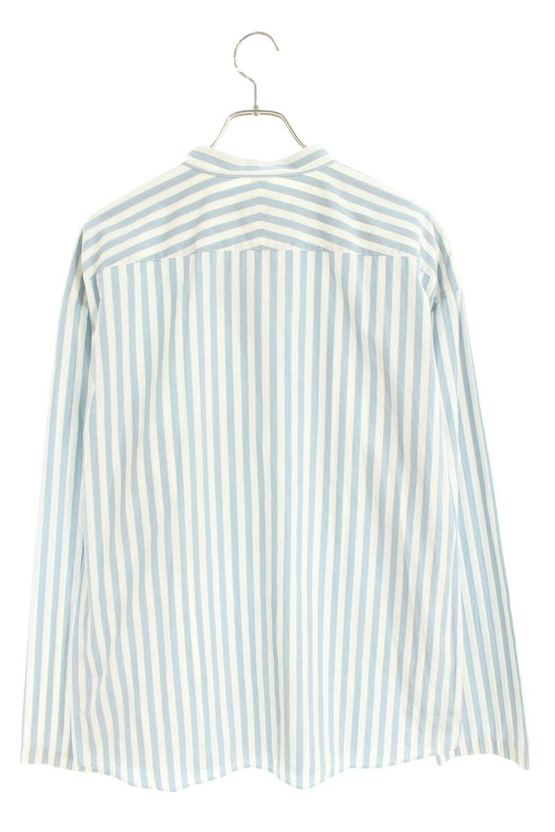 Hermes Collarless Long Sleeve T-Shirt Blue x White Size 41
